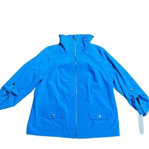 Laura Ashley Golf Jacket Size 1X Vintage Retro Womens Blue Long Sleeve Stretch